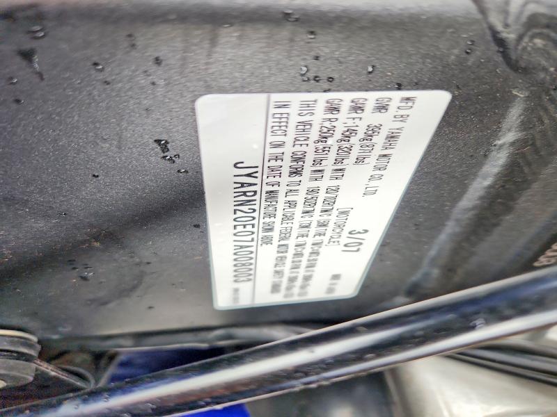51599026 :رقم المزاد ، JYARN20E07A008003 vin ، 2007 Yama Yzfr1 مزاد بيع