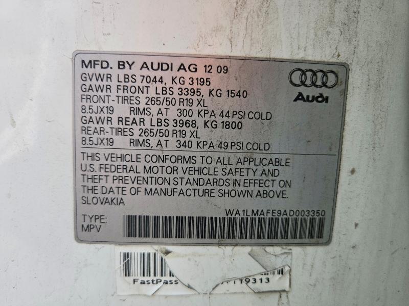 51674866 :رقم المزاد ، WA1LMAFE9AD003350 vin ، 2010 Audi Q7 مزاد بيع