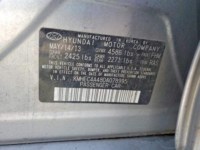 Aukcja sprzedaży 2013 Hyundai Sonata, vin: KMHEC4A48DA078995, numer aukcji: 51145566