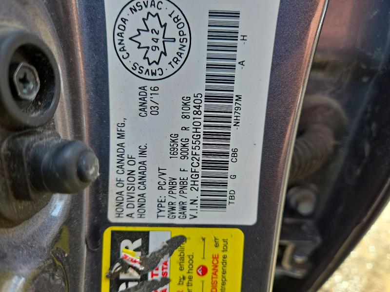 Продажа на аукционе авто 2016 Honda Civic, vin: 2HGFC2F55GH018405, номер лота: 47175366