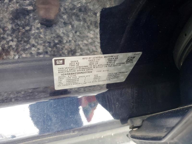 51083826 :رقم المزاد ، 1GNSKBKC0HR207394 vin ، 2017 Chevrolet Tahoe مزاد بيع