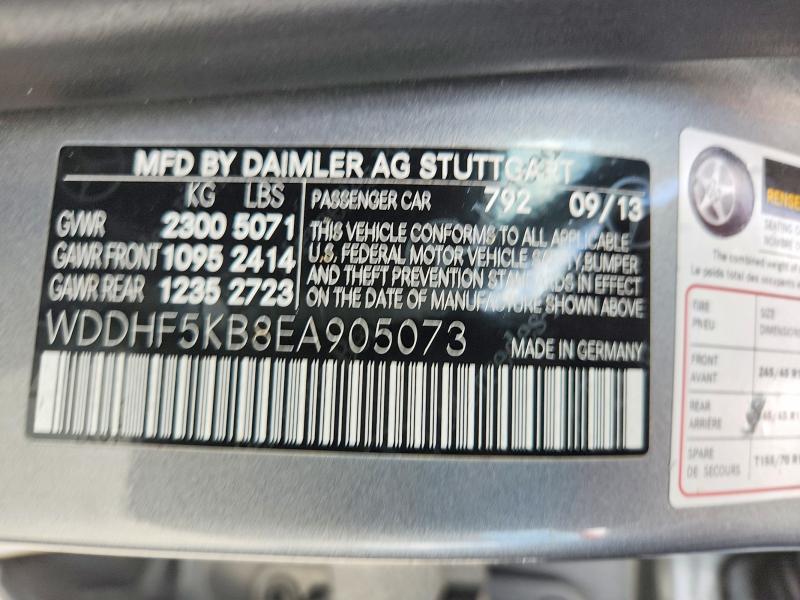Auction sale of the 2014 Mercedes-benz E, vin: WDDHF5KB8EA905073, lot number: 49383266