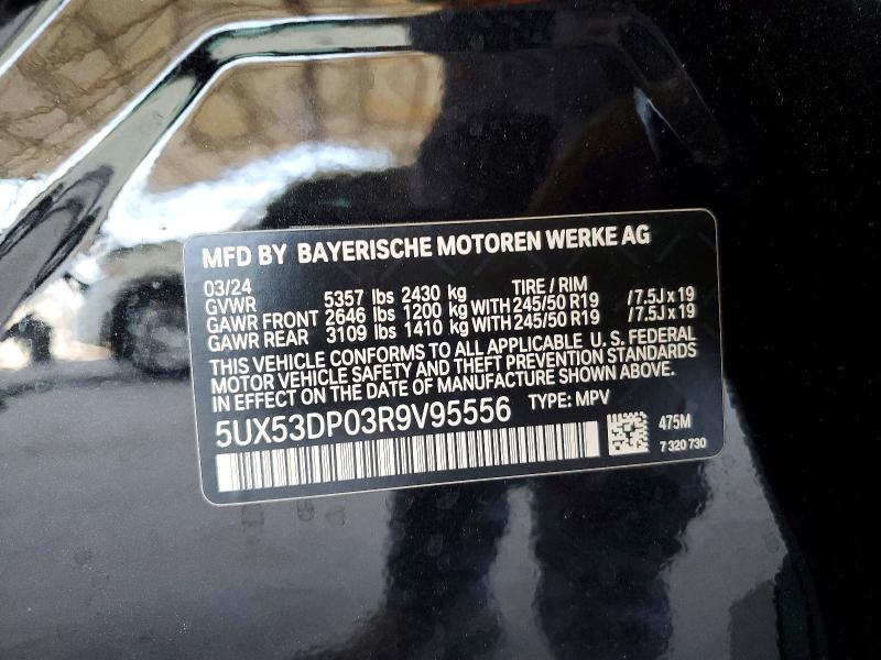 50776276 :رقم المزاد ، 5UX53DP03R9V95556 vin ، 2024 Bmw X3 مزاد بيع