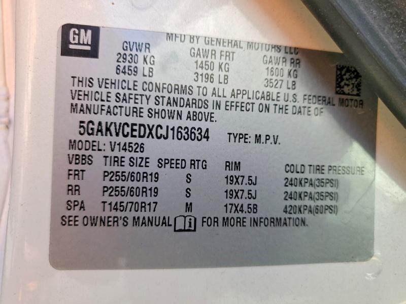 Aukcja sprzedaży 2012 Buick Enclave, vin: 5GAKVCEDXCJ163634, numer aukcji: 49363136
