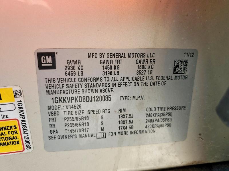 Aukcja sprzedaży 2013 Gmc Acadia, vin: 1GKKVPKD8DJ120085, numer aukcji: 46843046