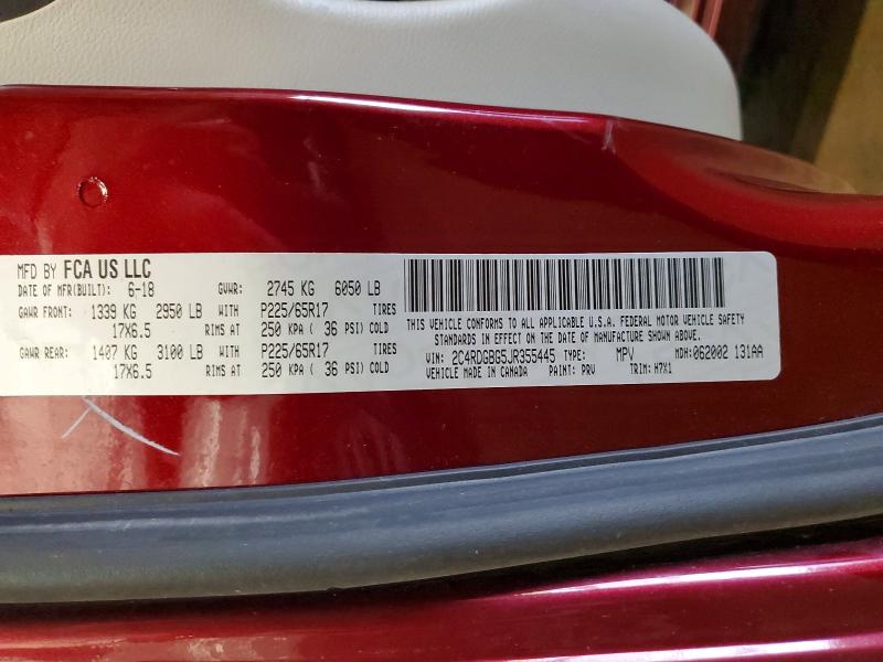 Продаж на аукціоні авто 2018 Dodge Grand Caravan, vin: 2C4RDGBG5JR355445, номер лоту: 52061876