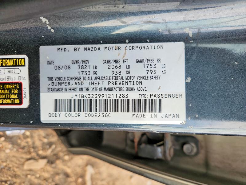 Aukcja sprzedaży 2009 Mazda 3, vin: JM1BK32G991211283, numer aukcji: 50328926