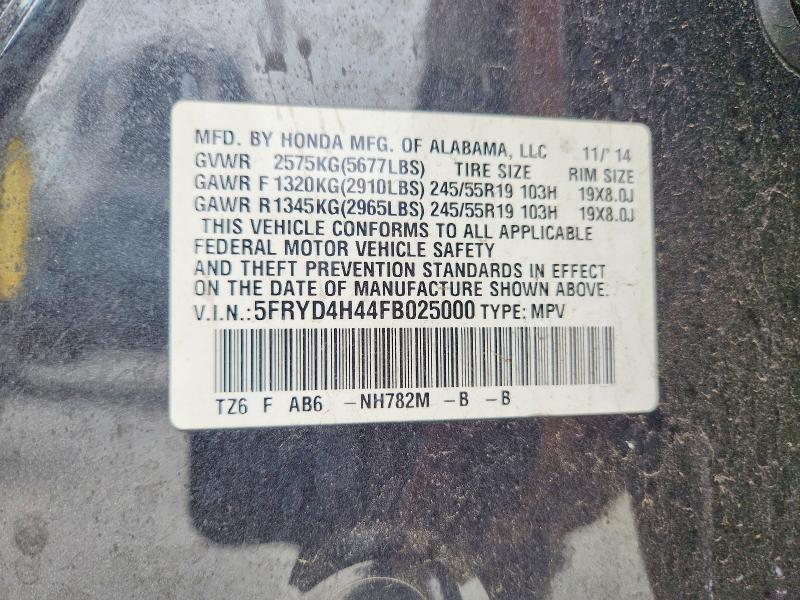 Продажа на аукционе авто 2015 Acura Mdx, vin: 5FRYD4H44FB025000, номер лота: 50086736