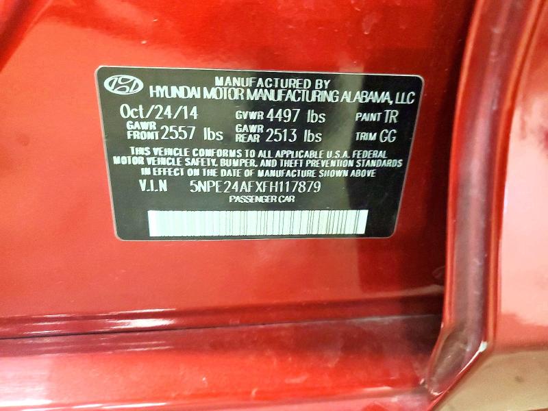 2015 Hyundai Sonata მანქანა იყიდება აუქციონზე, vin: 5NPE24AFXFH117879, აუქციონის ნომერი: 50429446