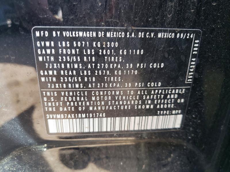 48711076 :رقم المزاد ، 3VVMB7AX1RM191746 vin ، 2024 Volkswagen Tiguan مزاد بيع