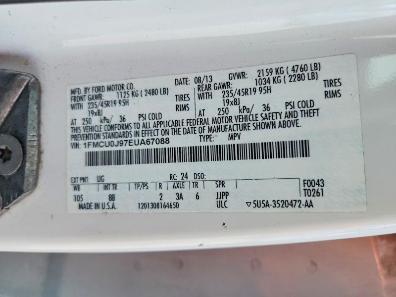 2014 Ford Escape მანქანა იყიდება აუქციონზე, vin: 1FMCU0J97EUA67088, აუქციონის ნომერი: 48142676