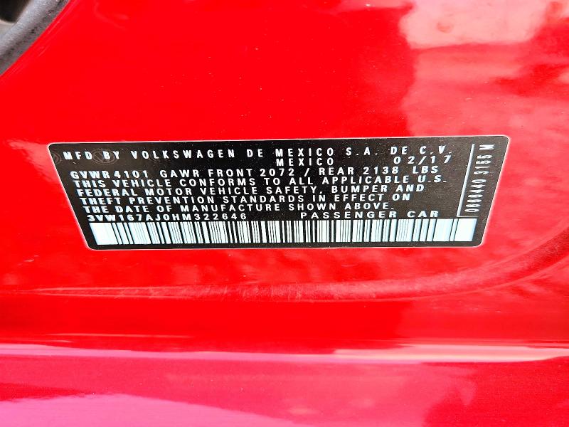 49932996 :رقم المزاد ، 3VW167AJ0HM322646 vin ، 2017 Volkswagen Jetta مزاد بيع