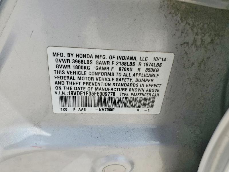 47450246 :رقم المزاد ، 19VDE1F35FE009778 vin ، 2015 Acura Ilx مزاد بيع