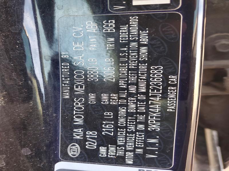 Продаж на аукціоні авто 2018 Kia Forte, vin: 3KPFK4A74JE236683, номер лоту: 50433506