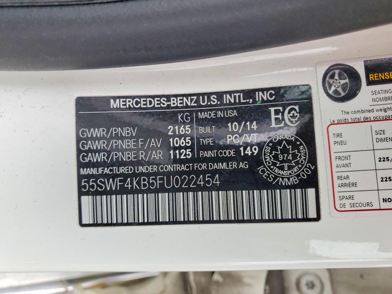 Продажа на аукционе авто 2015 Mercedes-benz C, vin: 55SWF4KB5FU022454, номер лота: 47613216