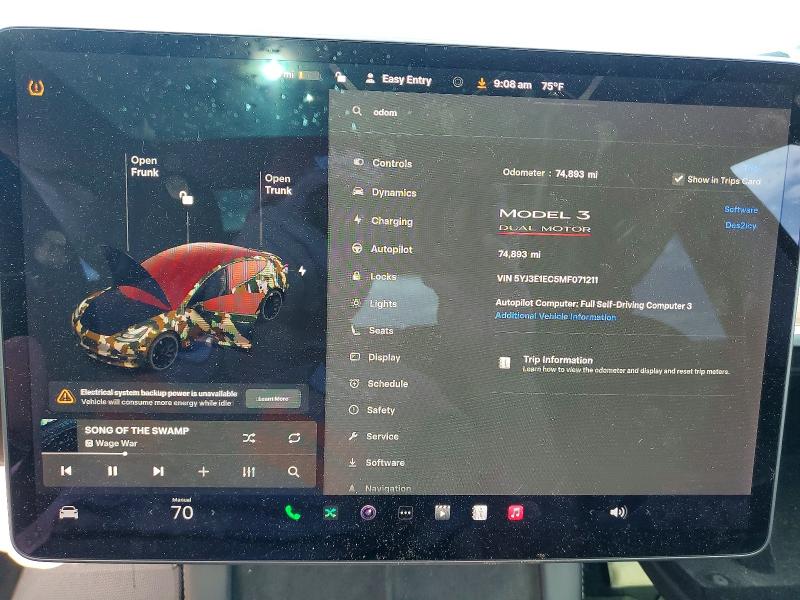49249706 :رقم المزاد ، 5YJ3E1EC5MF071211 vin ، 2021 Tesla Model 3 مزاد بيع