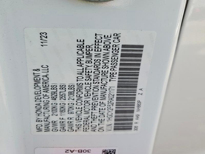48803016 :رقم المزاد ، 1HGCY2F52RA021171 vin ، 2024 Honda Accord مزاد بيع