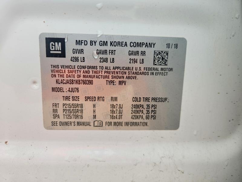 Aukcja sprzedaży 2019 Buick Encore, vin: KL4CJASB1KB760390, numer aukcji: 50085626