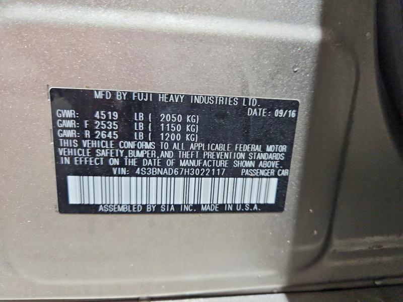 Aukcja sprzedaży 2017 Subaru Legacy, vin: 4S3BNAD67H3022117, numer aukcji: 48579886