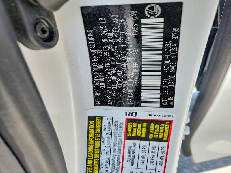 50773746 :رقم المزاد ، 58ADZ1B16PU151497 vin ، 2023 Lexus Es 350 مزاد بيع