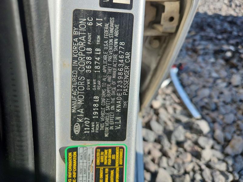 Aukcja sprzedaży 2008 Kia Rio, vin: KNADE123986346778, numer aukcji: 49711686