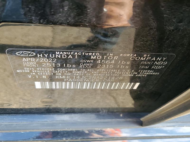 48892966 :رقم المزاد ، KMHL14JC2NA221428 vin ، 2022 Hyundai Sonata مزاد بيع