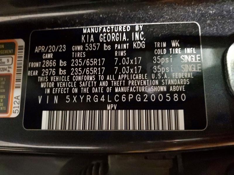 2023 Kia Sorento მანქანა იყიდება აუქციონზე, vin: 5XYRG4LC6PG200580, აუქციონის ნომერი: 46303976