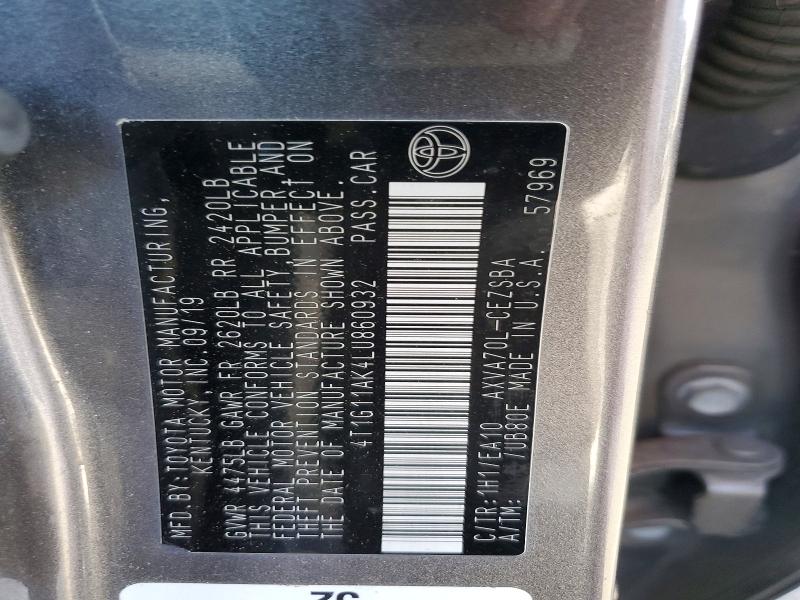 Aukcja sprzedaży 2020 Toyota Camry, vin: 4T1G11AK4LU860932, numer aukcji: 50503986