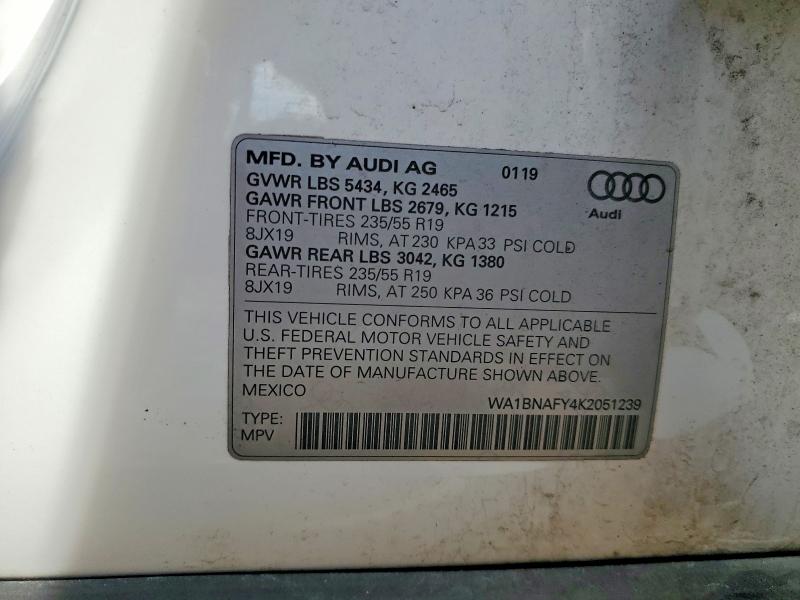 Продажа на аукционе авто 2019 Audi Q5, vin: WA1BNAFY4K2051239, номер лота: 49812086