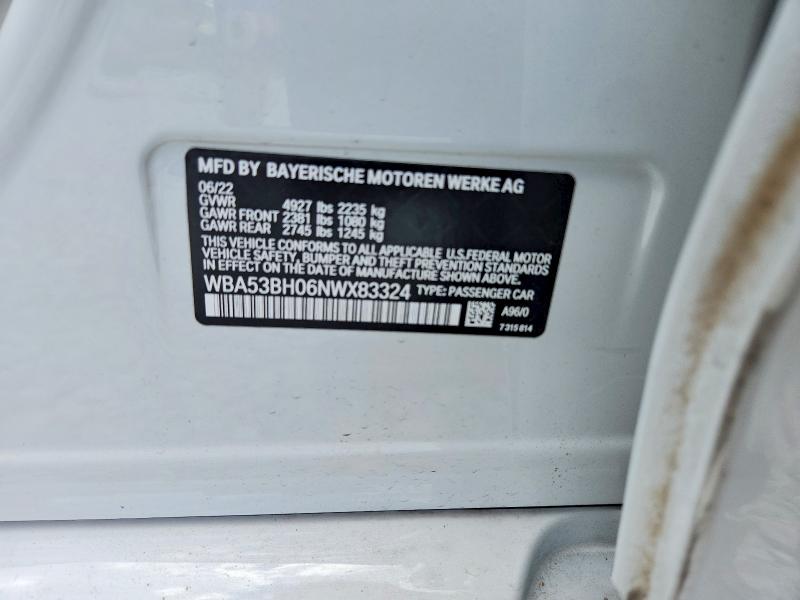 Aukcja sprzedaży 2022 Bmw 530, vin: WBA53BH06NWX83324, numer aukcji: 48573126