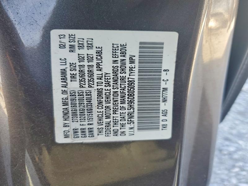 Aukcja sprzedaży 2013 Honda Odyssey, vin: 5FNRL5H96DB050987, numer aukcji: 49882806