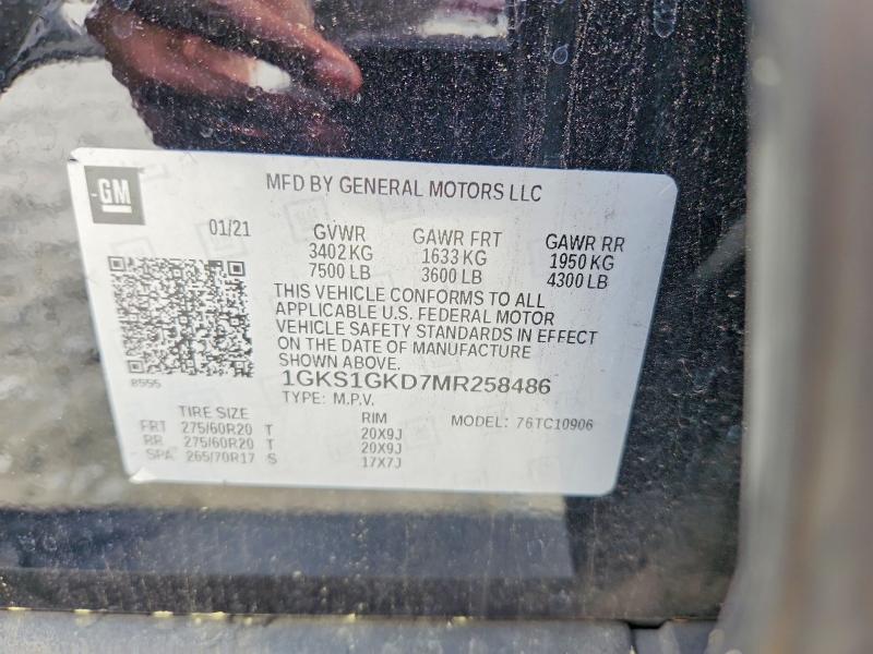 Aukcja sprzedaży 2021 Gmc Yukon Xl, vin: 1GKS1GKD7MR258486, numer aukcji: 51428636
