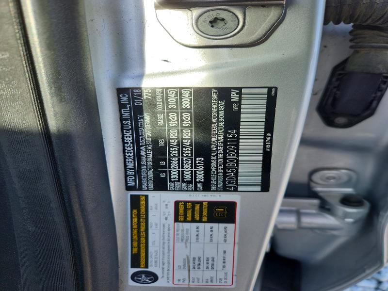 46752116 :رقم المزاد ، 4JGDA5JB0JB091154 vin ، 2018 Mercedes-benz Gle مزاد بيع