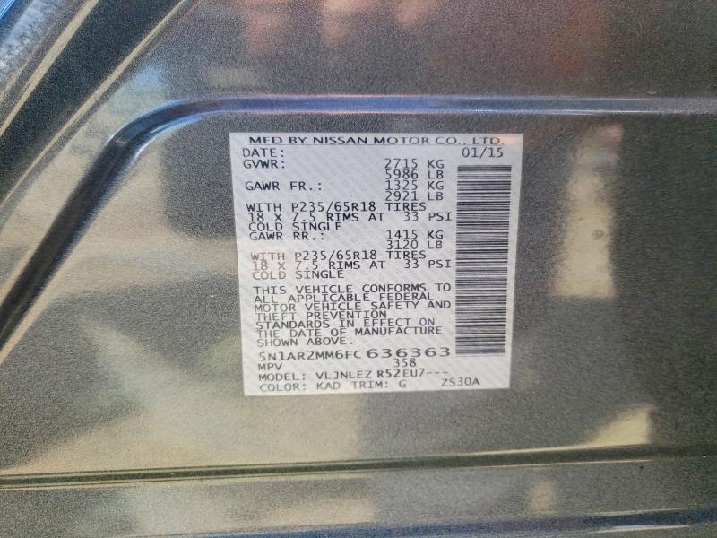 Aukcja sprzedaży 2015 Nissan Pathfinder, vin: 5N1AR2MM6FC636363, numer aukcji: 50356456