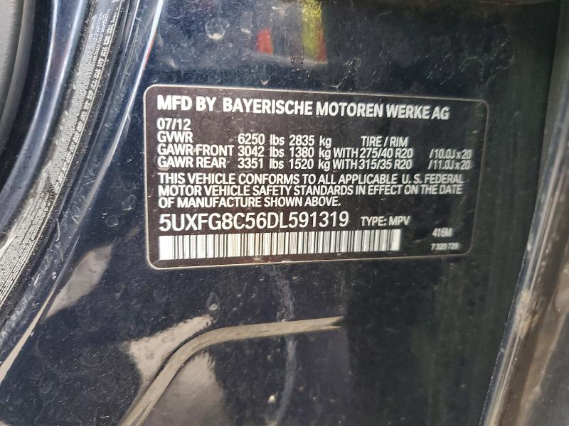 2013 Bmw X6 მანქანა იყიდება აუქციონზე, vin: 5UXFG8C56DL591319, აუქციონის ნომერი: 49276386