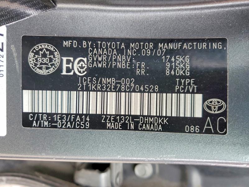 Продажа на аукционе авто 2008 Toyota Matrix, vin: 2T1KR32E78C704528, номер лота: 50234666