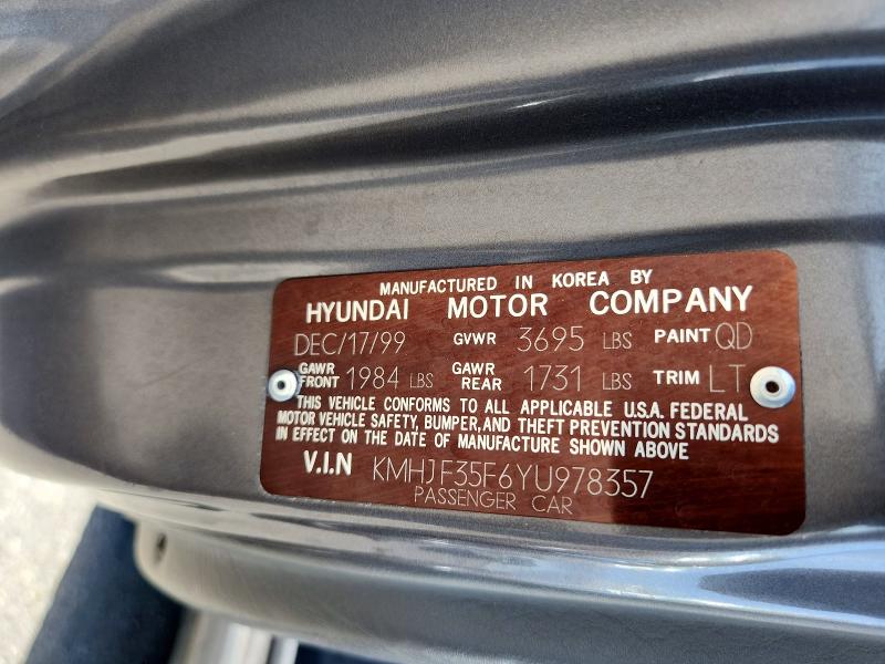 Продажа на аукционе авто 2000 Hyundai Elantra, vin: KMHJF35F6YU978357, номер лота: 50185276