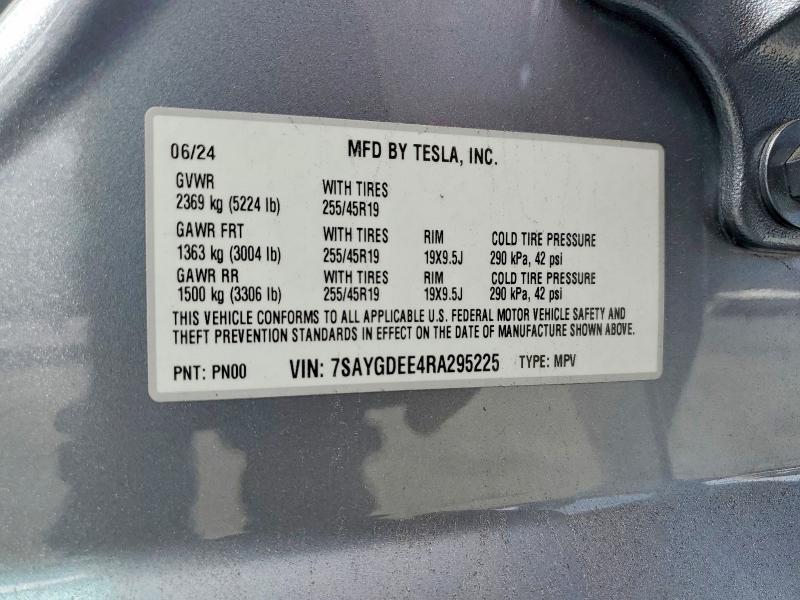 Aukcja sprzedaży 2024 Tesla Model Y, vin: 7SAYGDEE4RA295225, numer aukcji: 48505686