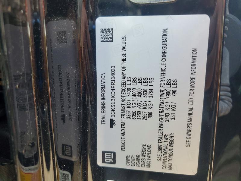 50190106 :رقم المزاد ، 1GKS1BKD4PR114031 vin ، 2023 Gmc Yukon مزاد بيع