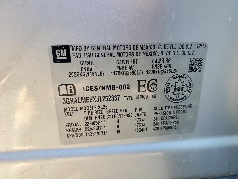 2018 Gmc Terrain მანქანა იყიდება აუქციონზე, vin: 3GKALMEVXJL252337, აუქციონის ნომერი: 49071746