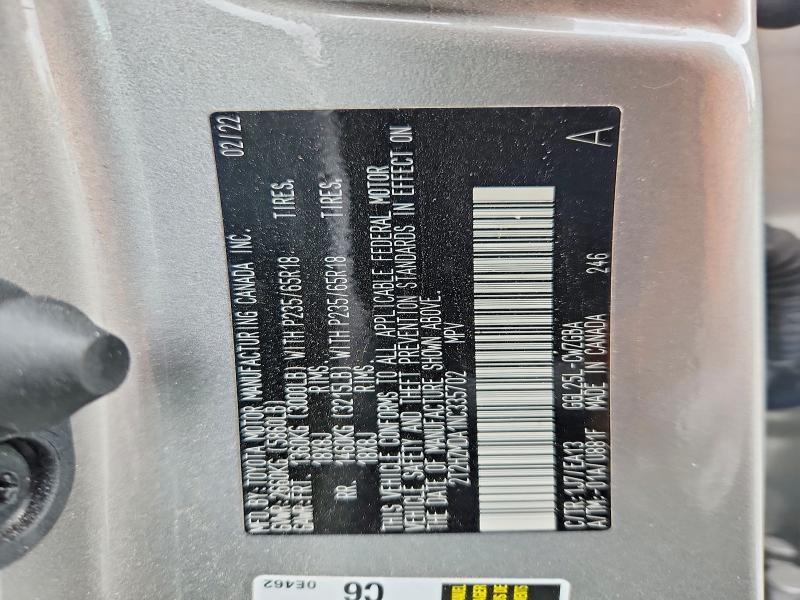 51310126 :رقم المزاد ، 2T2HZMDA1NC335702 vin ، 2022 Lexus Rx مزاد بيع