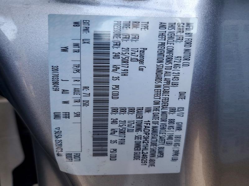 Aukcja sprzedaży 2017 Ford Focus, vin: 1FADP3H21HL249251, numer aukcji: 50087996
