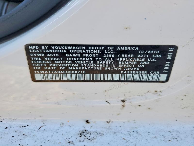 Продажа на аукционе авто 2014 Volkswagen Passat, vin: 1VWAT7A34EC060718, номер лота: 49422596