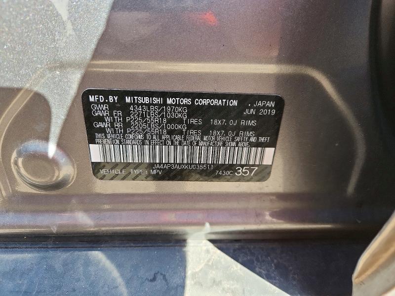 Продажа на аукционе авто 2019 Mitsubishi Outlander Sport, vin: JA4AP3AUXKU035511, номер лота: 49494536