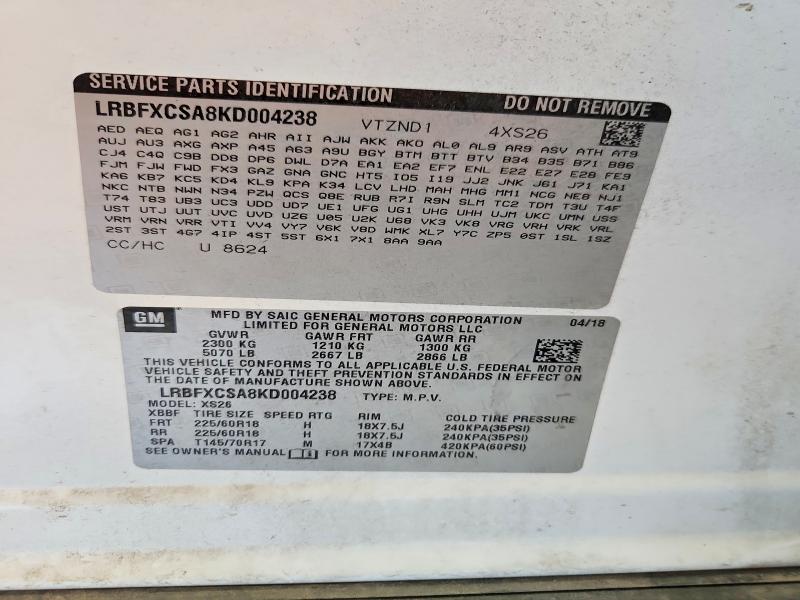 Aukcja sprzedaży 2019 Buick Envision, vin: LRBFXCSA8KD004238, numer aukcji: 50246616