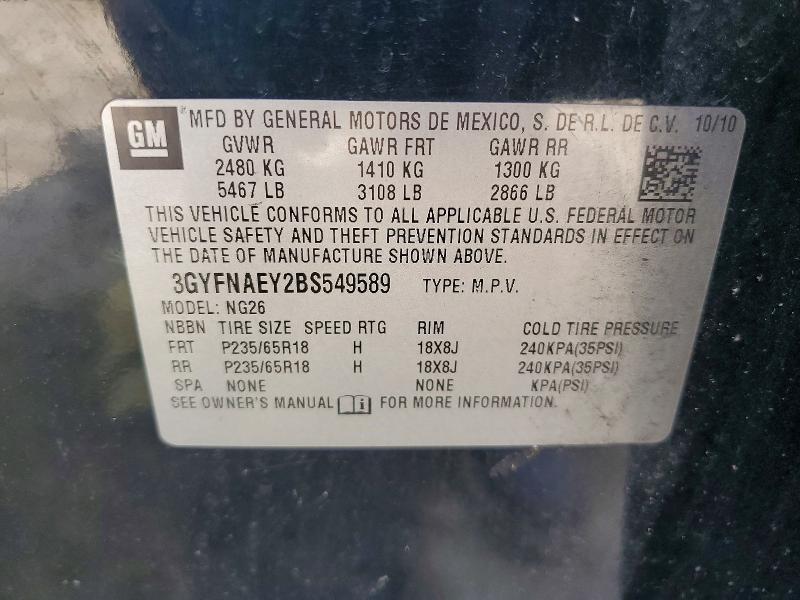 Aukcja sprzedaży 2011 Cadillac Srx, vin: 3GYFNAEY2BS549589, numer aukcji: 49495036