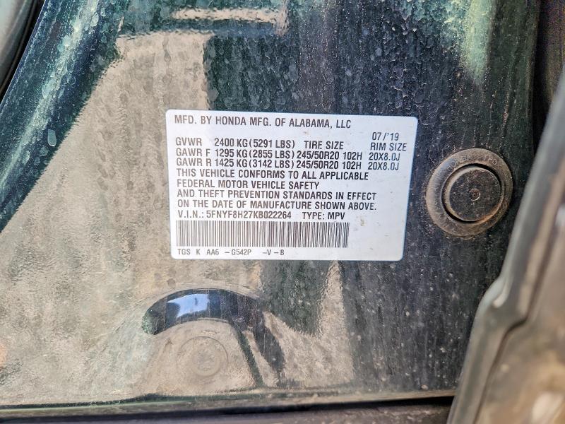 Aukcja sprzedaży 2019 Honda Passport, vin: 5FNYF8H27KB022264, numer aukcji: 50708256