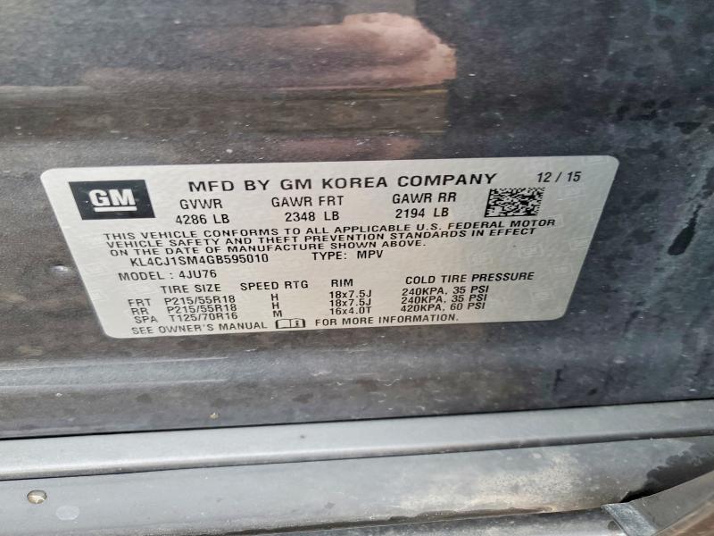 Продаж на аукціоні авто 2016 Buick Encore, vin: KL4CJ1SM4GB595010, номер лоту: 48999166