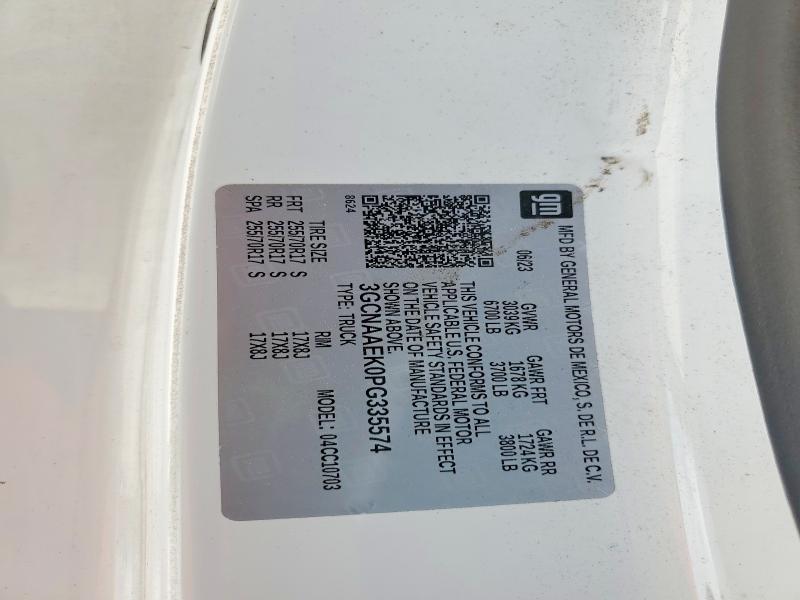Продажа на аукционе авто 2023 Chevrolet Silverado, vin: 3GCNAAEK0PG335574, номер лота: 47599506