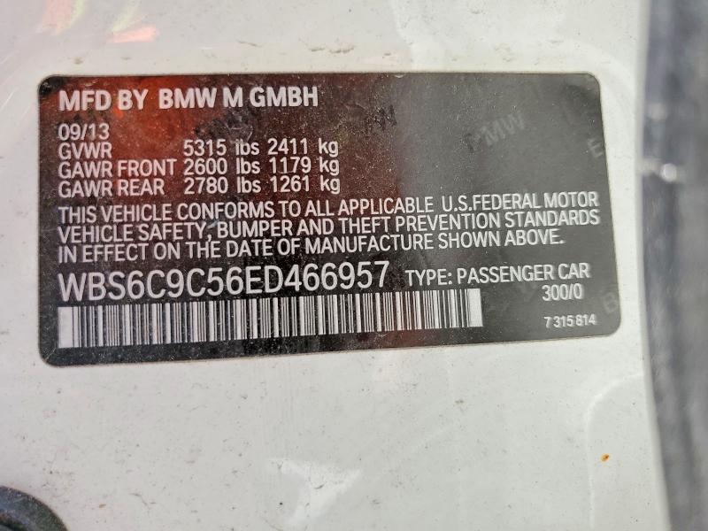 48970176 :رقم المزاد ، WBS6C9C56ED466957 vin ، 2014 Bmw M6 مزاد بيع